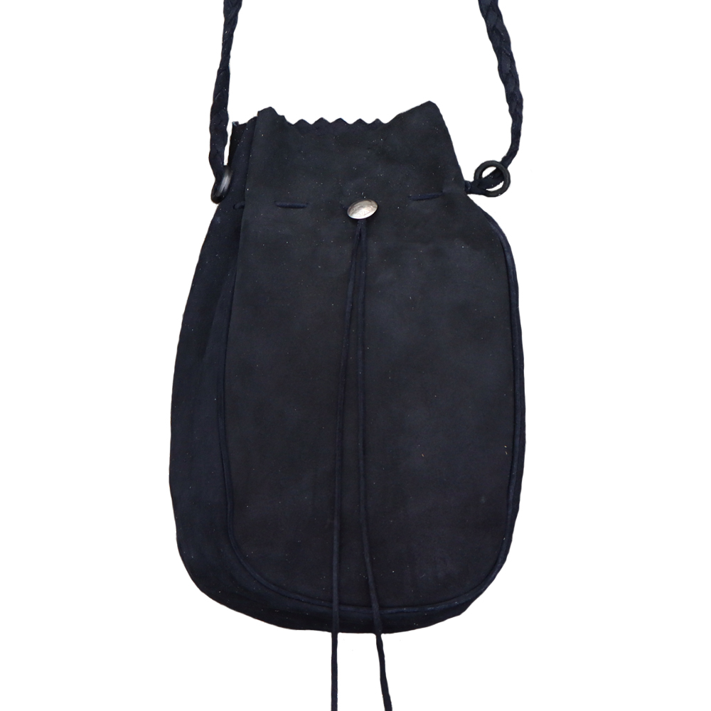 はなたれ様　ディアスキン巾着黒スエード 鹿革巾着バッグ ディアスキン巾着ショルダー | iichi 日々の暮らしを