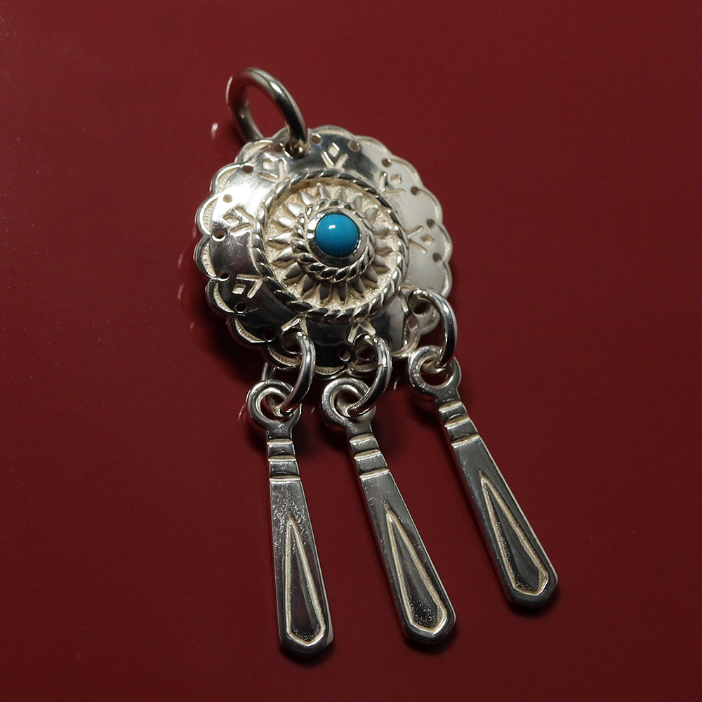 TADY&KINGフラワーコンチョトップ 銀縄ターコイズ（分銅付き