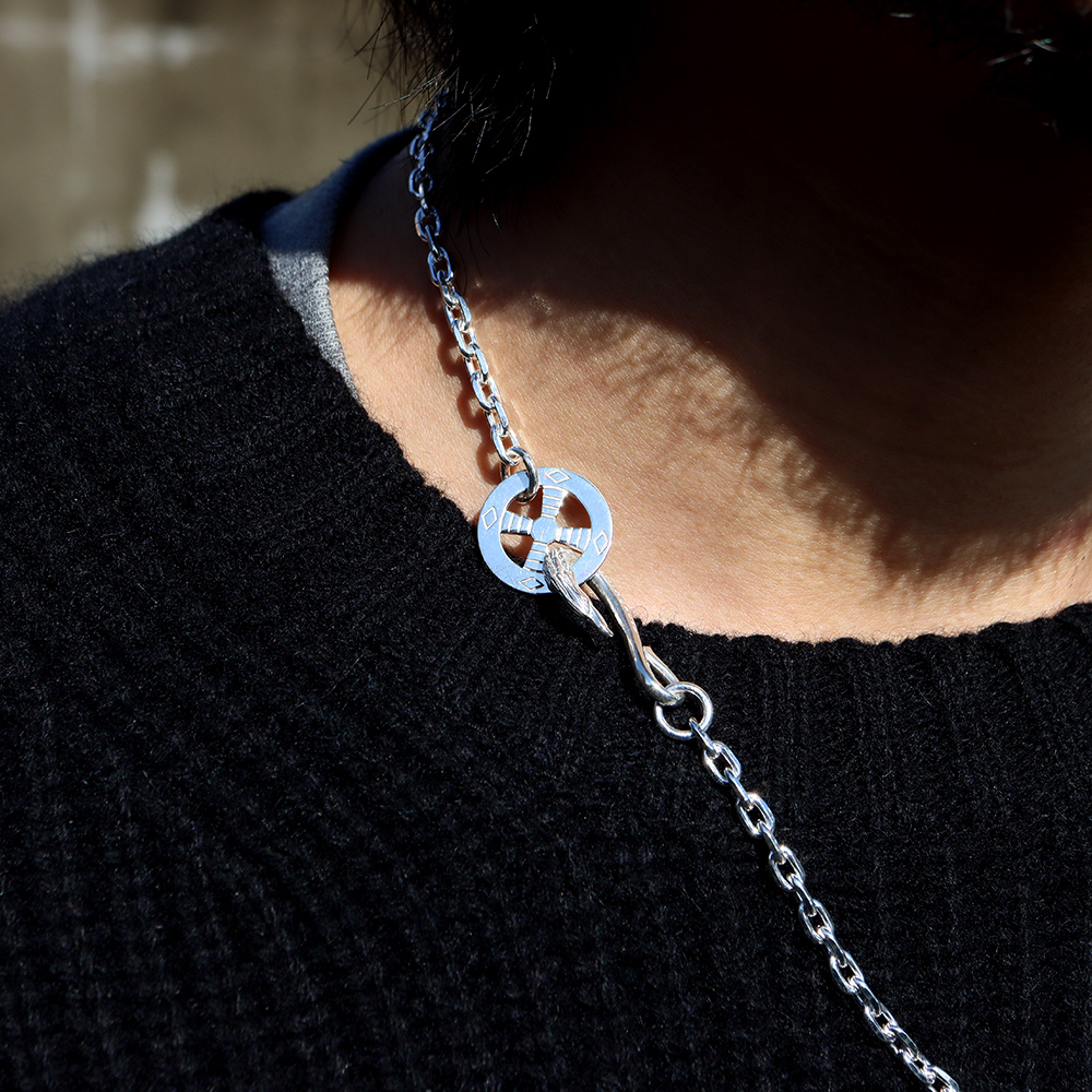 美品　タディ&キング　ホイール付イーグルフックチェーンセット太角　約50センチ TADY&KINGイーグル フック＆レギュラーホイールSV付きチェーン太