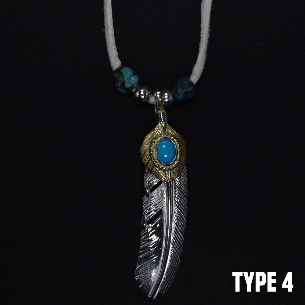 Tady & king 　金縄ターコイズフェザー　特大 TADY&KING[ORDER ITEM]ハートSVフェザー金縄スパイダーターコイズ特大