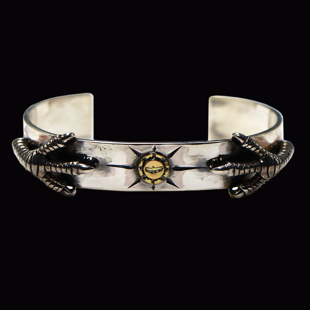 TADY&KING[FIRST ITEM]平打ちK18太陽彫りイーグル爪SVバングル 1点物