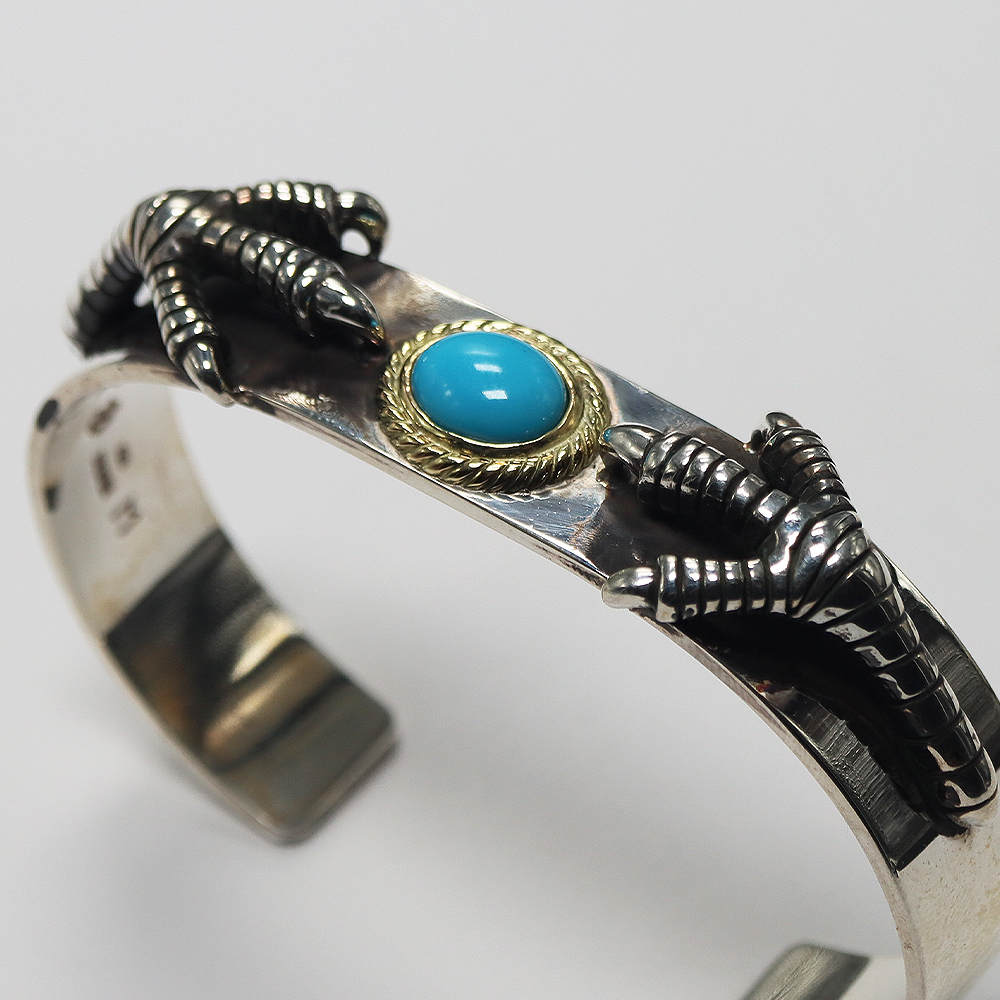 TADY&KING[FIRST ITEM]平打ちバングル爪SV金縄ターコイズ 1点物