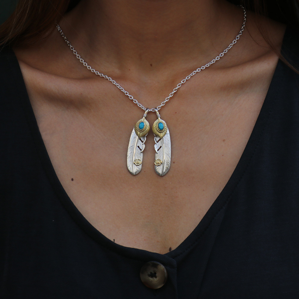 TADY&KINGハートK18フェザー金縄ターコイズK18ローズMMサイズ ウルフ