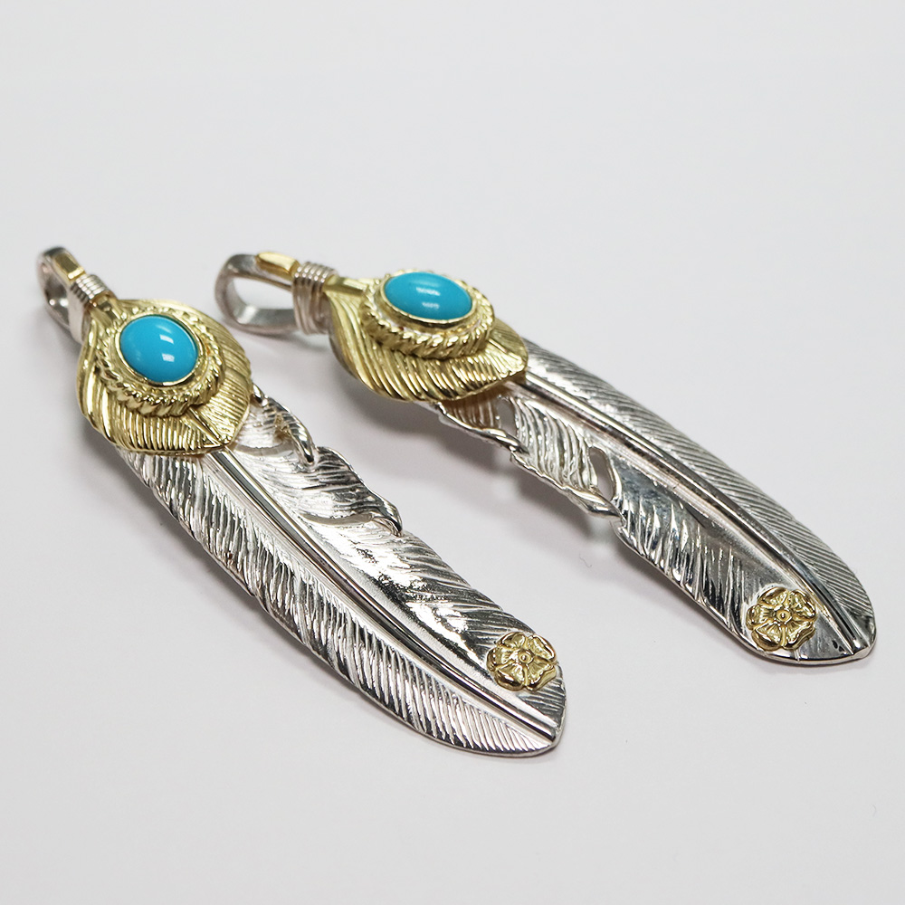 TADY&KING【オーダーアイテム】特大ハートK18フェザー金縄ターコイズ  