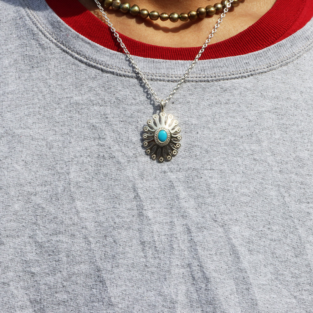 TADY&KINGOLDサンライトトップSV 銀縄ターコイズ 中 ペンダント