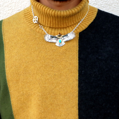 タディアンドキング TADY&KING大イーグル頭金金縄ターコイズ Necklace ...